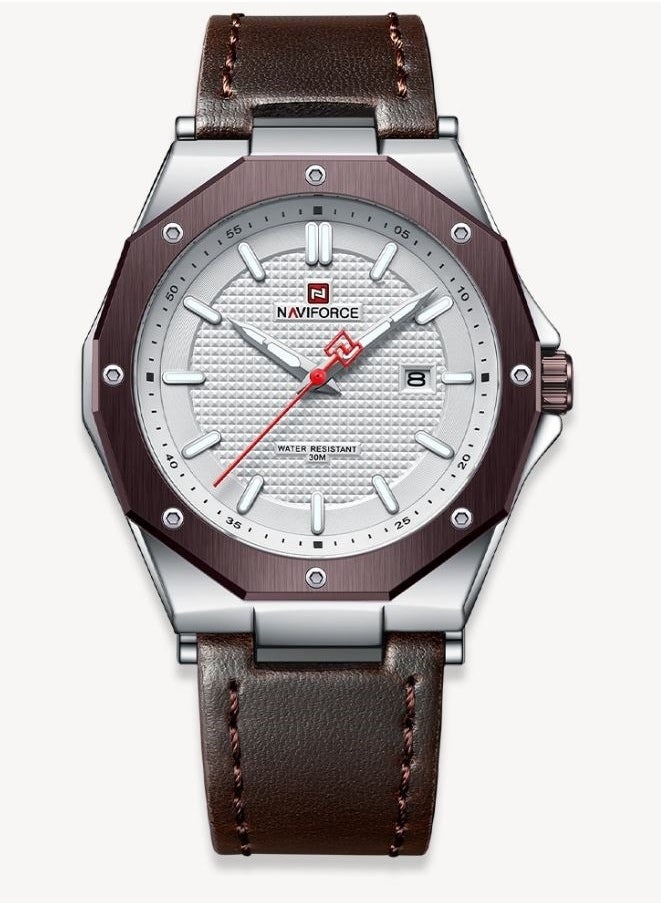 NAVIFORCE - Leather Strap New Design Casual Quartz Wrist Watch For Men NF9200L S/W/D.BN - Image 1
