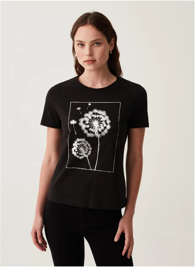 Ovs T-shirt with Bach flowers foil print
