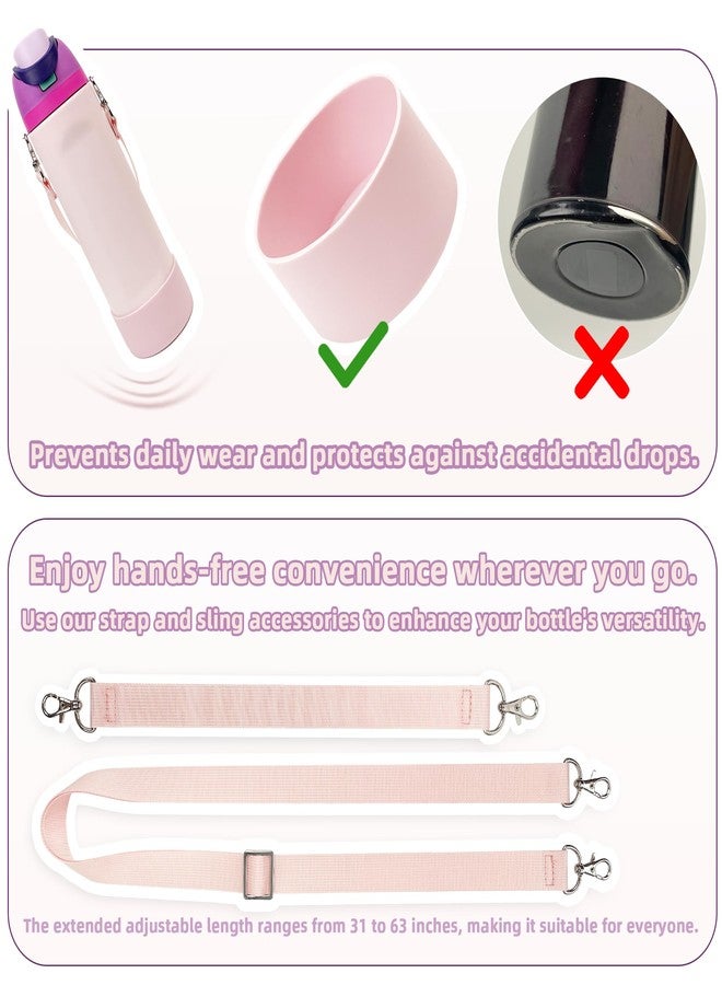 SITKOL Silicone Boot Set for Cute Owala Water Bottle 40 oz - Includes Non-Slip Sleeve, Shoulder Strap & Handle Strap, Perfect Owala Accessories, Fits Owala Tumbler, Owala Free Sip, Pink owala (Pink) - Image 3