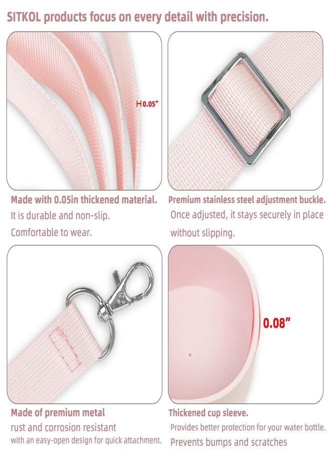 SITKOL Silicone Boot Set for Cute Owala Water Bottle 40 oz - Includes Non-Slip Sleeve, Shoulder Strap & Handle Strap, Perfect Owala Accessories, Fits Owala Tumbler, Owala Free Sip, Pink owala (Pink) - Image 4