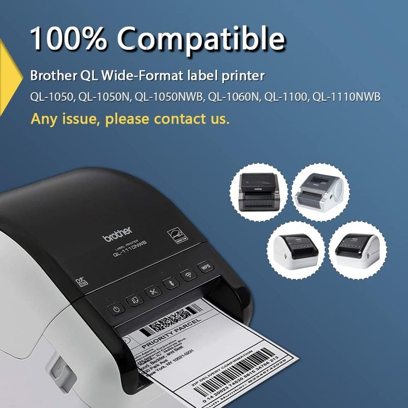 BETCKEY - Compatible Continuous Labels Replacement for Brother DK-2243 (4 in x 100 ft), Use with Brother QL Label Printers [10 Rolls + 2 Reusable Cartridges] - Image 4
