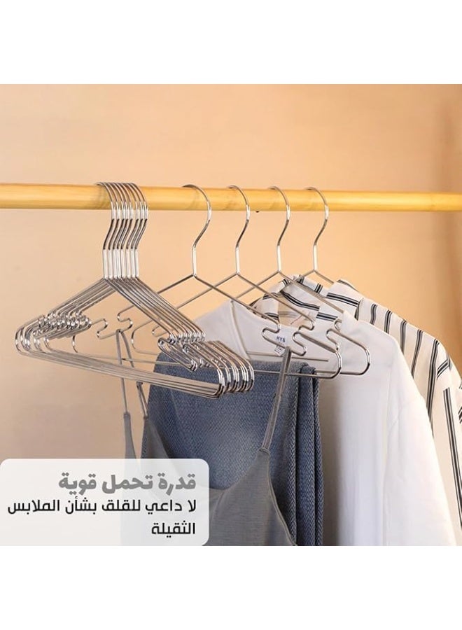 10 قطع من عَلّاقات ملابس ستانلس ستيل فائقة التحمل – مقاومة للصدأ والانحناء مع خطافات جانبية لتثبيت الملابس  – تصميم متين يوفر تنظيمًا أفضل لخزانة الملابس -537 - Image 4