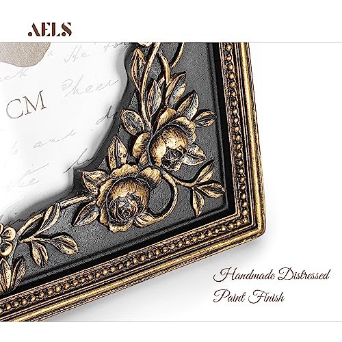 AELS 5x7 Inch Vintage Black Picture Frame, Elegant Antique Photo Frames with Glass Front, Photo Display, Tabletop Wall Hanging, Gift Ideas, Gold and Black - Image 5