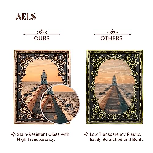 AELS 5x7 Inch Vintage Black Picture Frame, Elegant Antique Photo Frames with Glass Front, Photo Display, Tabletop Wall Hanging, Gift Ideas, Gold and Black - Image 3