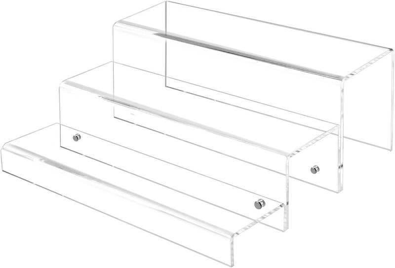 TPGP JUESHA 3-Tiers Liquor Bottle Display Shelf - 15 Inch Clear Acrylic Stand for Bars, Parties, and Restaurants - Image 1