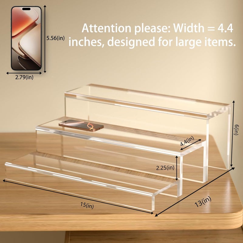 TPGP JUESHA 3-Tiers Liquor Bottle Display Shelf - 15 Inch Clear Acrylic Stand for Bars, Parties, and Restaurants - Image 3