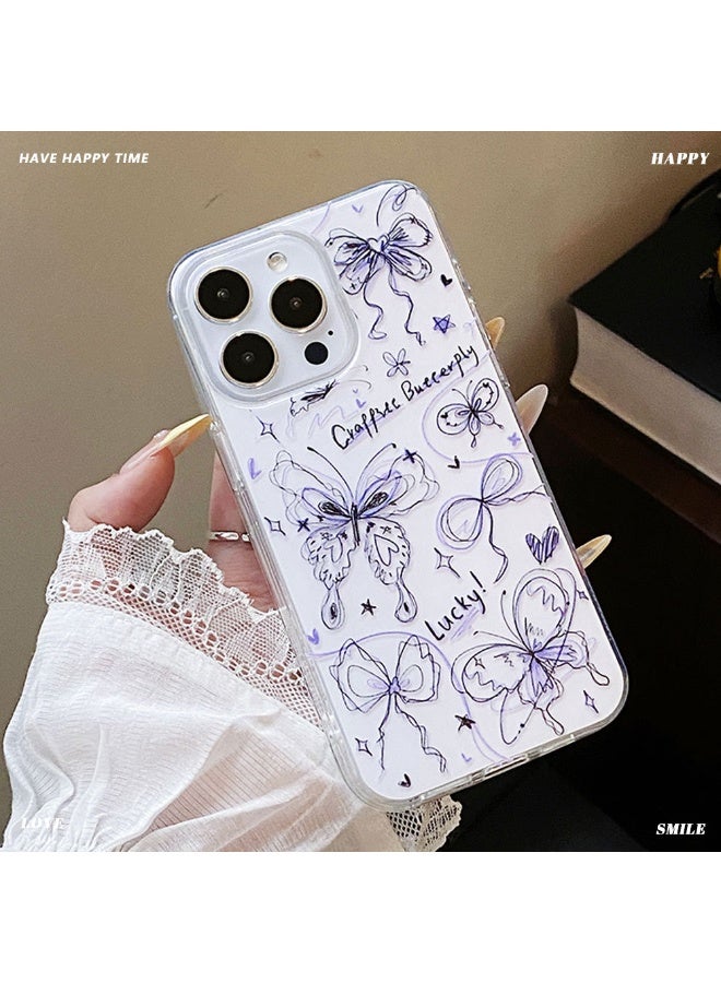 NIBEMINENT Graffiti Butterfly Protective TPU Case Cover For iPhone 15 Plus, White