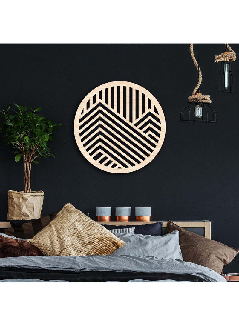 Creative three-dimensional hollowed out wooden circular wall stickers, home background wall decorations, wooden board diameter 45cm - Image 4