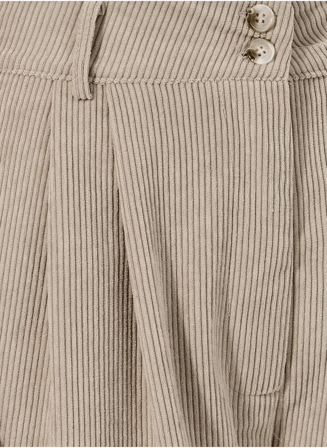 Styli Relaxed Fit High Rise Corduroy Pants