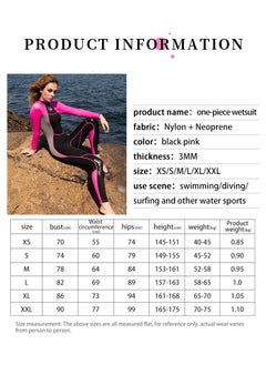 Arabest Women Full Body Wetsuit One Piece Surfing Diving Suit Dive Skin Rash Guard Long Sleeve Zip Quick Dry 3mm XL  - Image 3