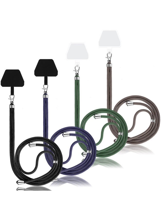 Weewooday 4 قطع من حبل الهاتف المحمول العالمي القابل للتعديل من النايلون حول الرقبة لمعظم الهواتف (سلسلة الألوان العميقة) - Image 1