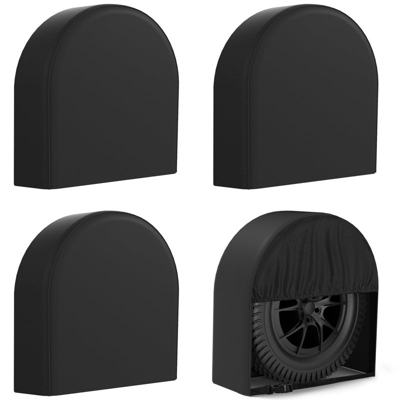 eletecpro RV Tire Covers Set of 4 with Waterproof Coating and Heavy Duty 600D Oxford Windproof Tire Accessories for Trailer Truck and Camper Fits Tire Diameters 262875 Inches Black