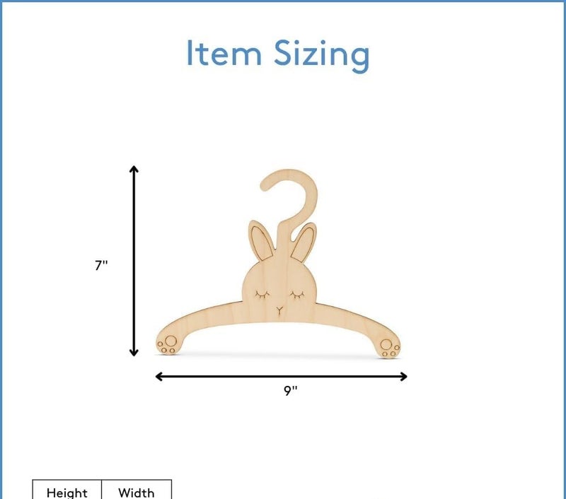Haoser Set of 10 DIY Wooden Baby Hanger for Closet – Bunny Infant Hangers – Nursery Clothes Hanger for Newborns – Nursery Decor (7 x 9 Inch) - Image 2