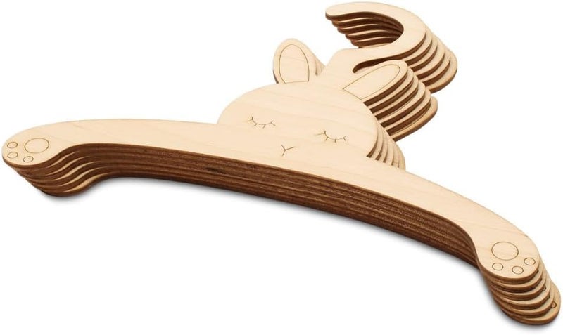 Haoser Set of 10 DIY Wooden Baby Hanger for Closet – Bunny Infant Hangers – Nursery Clothes Hanger for Newborns – Nursery Decor (7 x 9 Inch) - Image 4