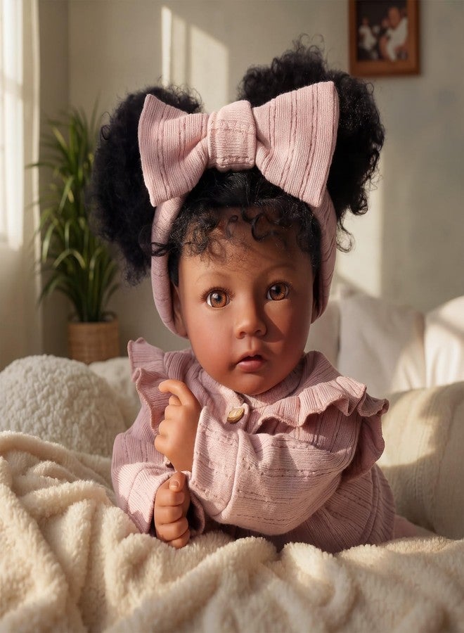 BABESIDE Reborn Baby Dolls Black Girl - 20 Inch Black Realistic Baby Doll with Curly Hair Lifelike Soft Cloth Body Newborn Gift for Kids 3+ & Collectors - Image 1