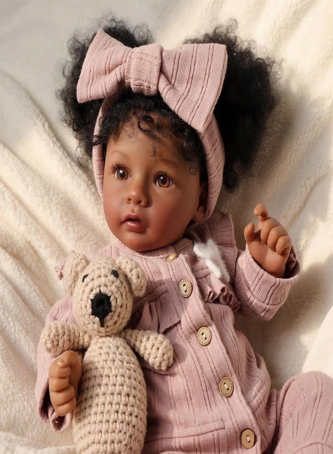 BABESIDE Reborn Baby Dolls Black Girl - 20 Inch Black Realistic Baby Doll with Curly Hair Lifelike Soft Cloth Body Newborn Gift for Kids 3+ & Collectors - Image 3