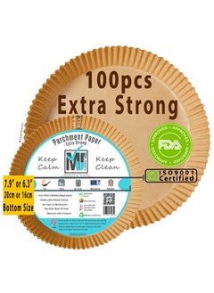 Mr.Jawdat's ((Extra Strong)) 100Pcs Air Fryer Disposable Paper Liner Mr.Jawdat's Air Fryer Liners Rounded Parchment Paper for Baking Roasting Microwave Baking Paper for Air Fryer Water proof  - Image 1