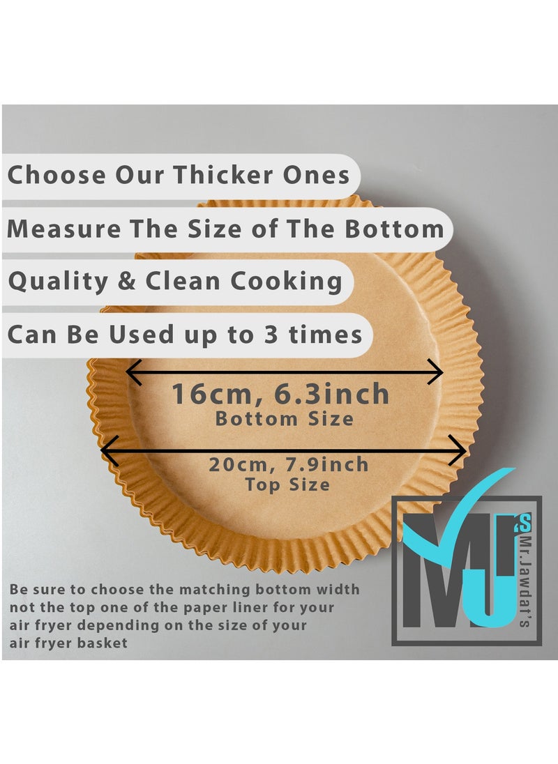 Mr.Jawdat's - ((Extra Strong)) 100Pcs Air Fryer Disposable Paper Liner Mr.Jawdat's Air Fryer Liners Rounded Parchment Paper for Baking Roasting Microwave Baking Paper for Air Fryer Water proof - Image 1