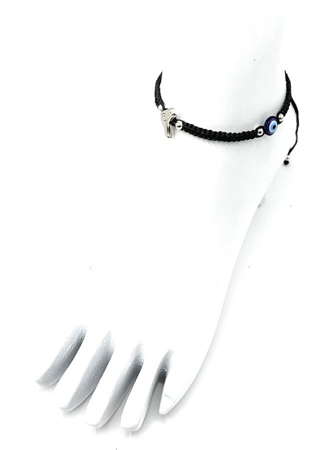 Jyokrish Handmade Adjustable Black Thread Hnaging Sparrow Evil eye Anklet For Women | girls | Nazariya |Payal | Adult |Free Size | Single Leg - Image 3