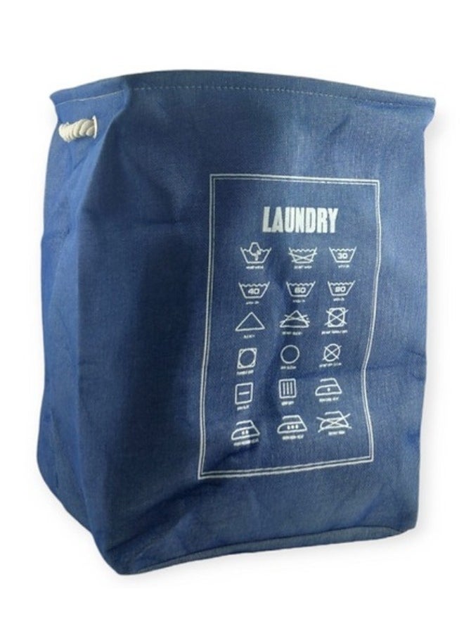 Collapsible Laundry Basket with Handles - blue