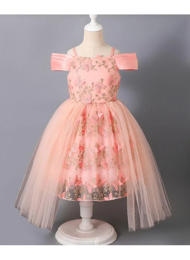 Mark & Mia Mark & Mia Butterfly Applique and Floral Embroidered Dress - Peach