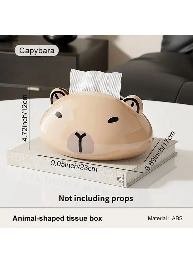 Capybara Magnetic Lid Tissue Box Large Capacity Modern White Golden Dispenser - Image 1