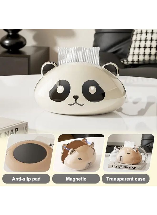 Capybara Magnetic Lid Tissue Box Large Capacity Modern White Golden Dispenser - Image 5