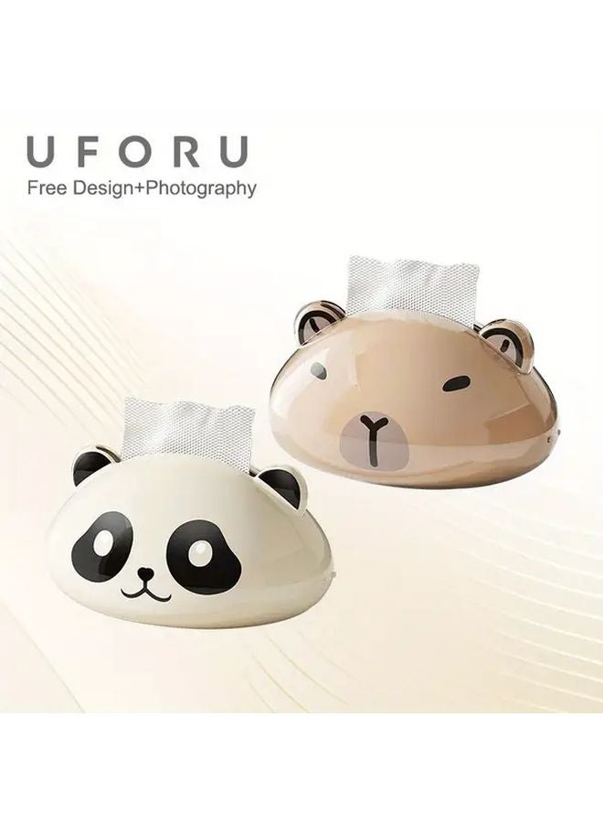 Capybara Magnetic Lid Tissue Box Large Capacity Modern White Golden Dispenser - Image 2