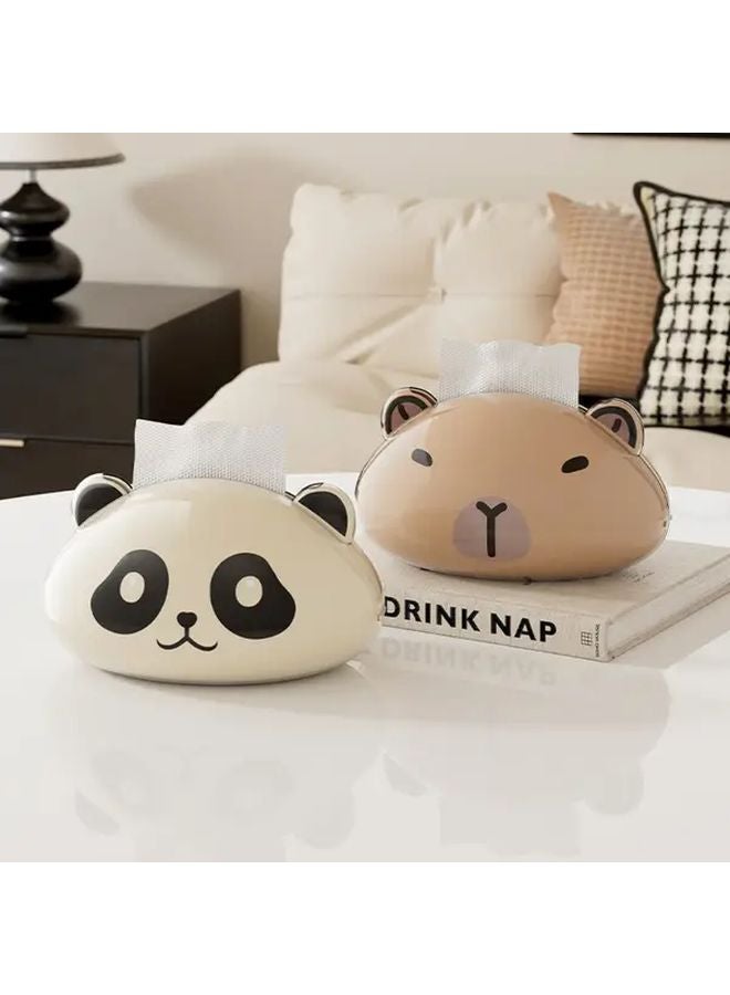 Capybara Magnetic Lid Tissue Box Large Capacity Modern White Golden Dispenser - Image 3