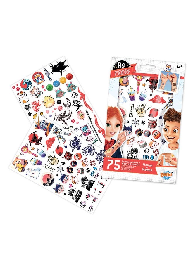 Buki Be Teens Manga & Kawaii Wash-Off Tattoos (Pack Of 75) - Image 2