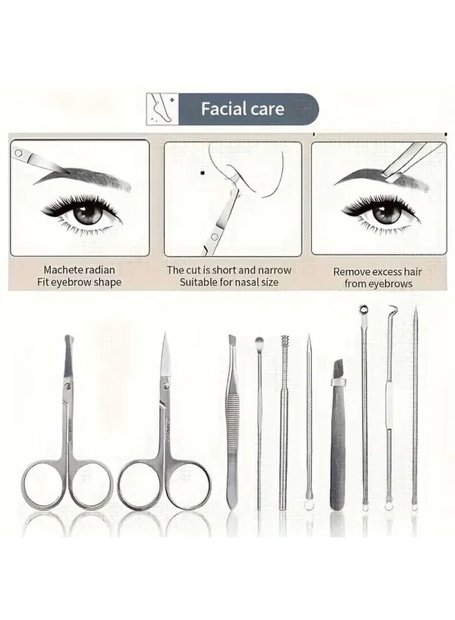 Brown Stainless Steel Nail Clipper Set 32 Pcs Manicure Tools With Nail Scissors - Image 3