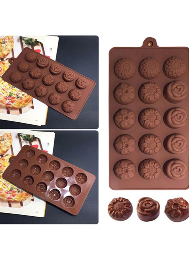 Sharpdo 15-Cavity Silicone Cake Mould Brown 21x10.5x4cm - Image 3