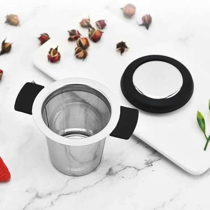 CENPEK Tea Strainer 2Pcs Fine Mesh Tea Infuser Loose Tea Infuser With Heat Proof Silicone Handles Tea Coffee Filter Strainer For Tea Cups Teapots Mugs - Image 4