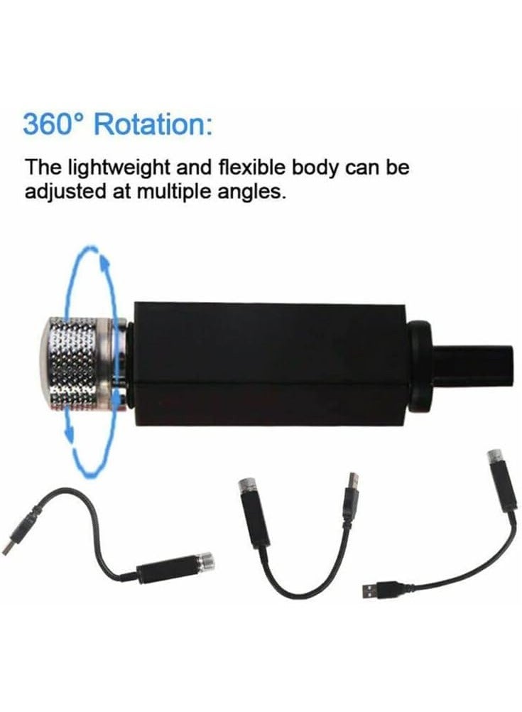 Car USB Atmosphere Ambient Star Projector Night Light Car Interior LED Decorative Lights Adjustable Romantic Car Roof Light Pack of 2 - Image 3