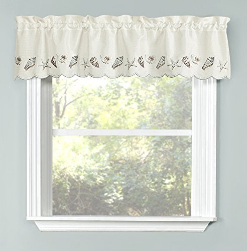Renaissance Home Fashion Collections Etc Seashells Embroidered Valance 58 X 12 Sea Mist