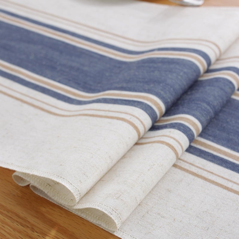 Niviy Blue Table Runner 72 Inches Long with Tassels, Summer Blue Decor Washable Embroidered Striped Braided Boho Table Runners for Wedding Bridal Baby Shower Decoration 12 x 72 Inches - Image 3
