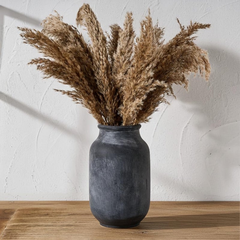 SIDUCAL Gulf climate upgraded quality Rustic Farmhouse Flower Vase | 9.5 Inch Large Ceramic Vase | Pampas Grass Vase | Modern Farmhouse Decor Vase for Home Decor, Table, Living Room Decoration, Shelf Decor, Mantel, Black Multi-budget available picks - Image 2