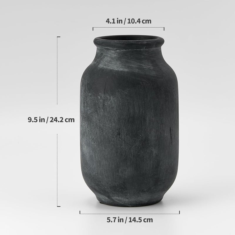 SIDUCAL Gulf climate upgraded quality Rustic Farmhouse Flower Vase | 9.5 Inch Large Ceramic Vase | Pampas Grass Vase | Modern Farmhouse Decor Vase for Home Decor, Table, Living Room Decoration, Shelf Decor, Mantel, Black Multi-budget available picks - Image 4