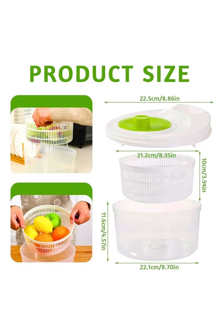 Chase Up Salad Spinner 3L – Vegetable and Fruit Washer & Dryer – Manual Hand-Crank Salad Dehydrator with Easy Drain Lid, Anti-Slip Base, Compact Storage – Lettuce Dryer for Kitchen - Image 3