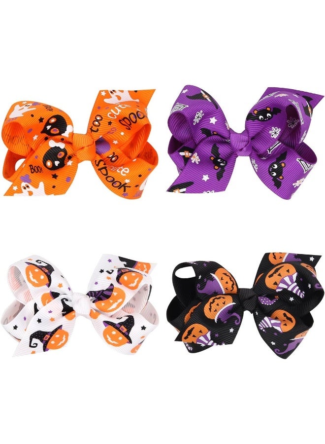 Love Sweety Baby Rose Halloween Headband Infant Pumpkin Hairband Bow Hair Clips (4pc clips) - Image 1