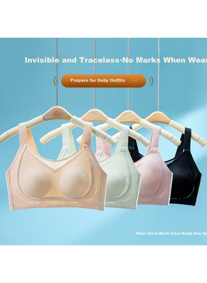 Finseech Strapless High Side Ratio Breast Reduction Bra Thin Cup Plus Size Breathable Underwear Black 80bcd - Image 3