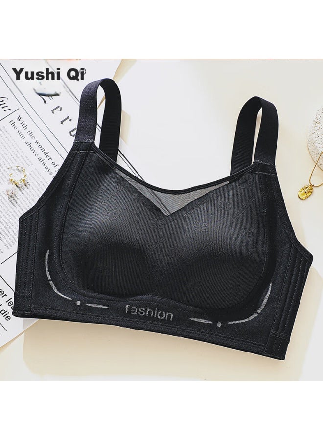 Finseech Strapless High Side Ratio Breast Reduction Bra Thin Cup Plus Size Breathable Underwear Black 80bcd - Image 1