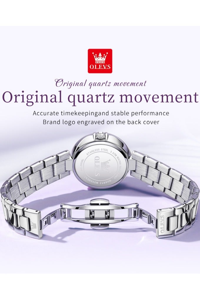 OLEVS Women's Quartz Watch, Elegant Luxury Design with Diamond Accents, Stainless Steel Strap, Waterproof with Calendar Function - Image 4