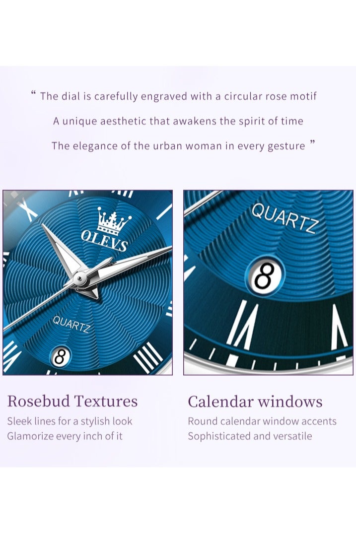 OLEVS Women's Quartz Watch, Elegant Luxury Design with Diamond Accents, Stainless Steel Strap, Waterproof with Calendar Function - Image 3