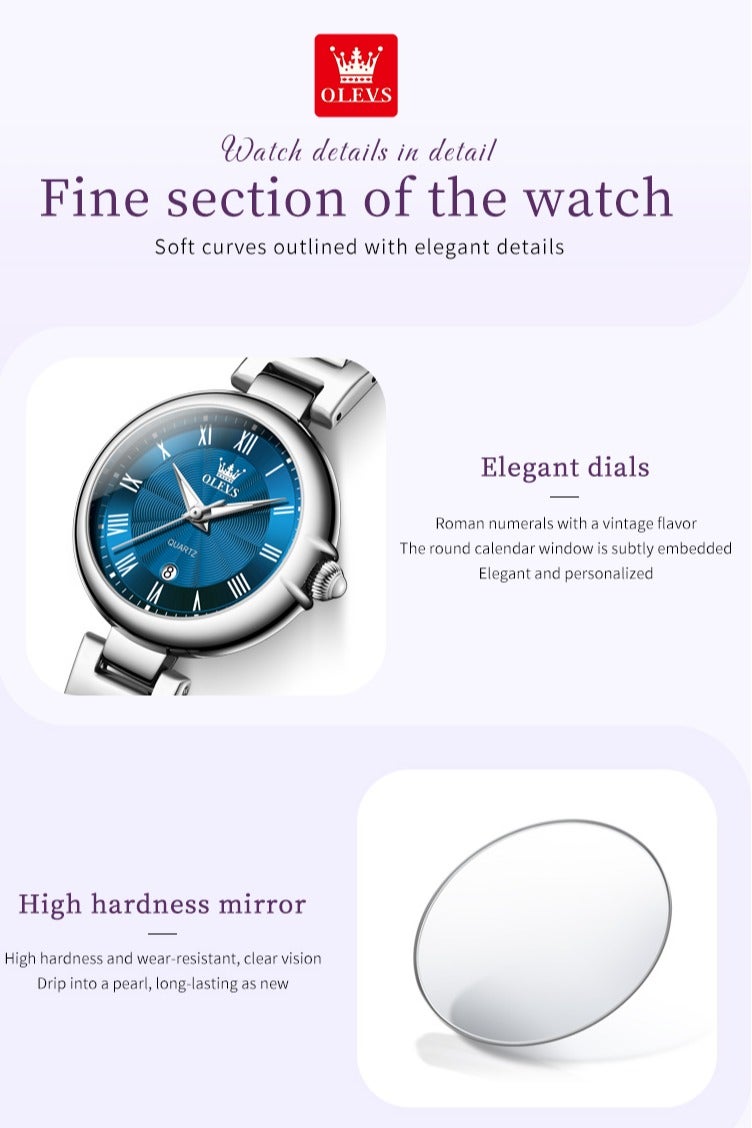 OLEVS Women's Quartz Watch, Elegant Luxury Design with Diamond Accents, Stainless Steel Strap, Waterproof with Calendar Function - Image 5
