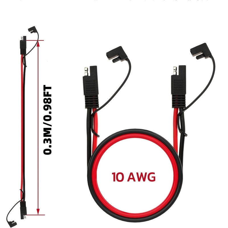 كابل تمديد SAE 10AWG بطول 0.3 متر و98 قدمًا مع موصلين (مقابس) للاستخدام في المركبات الترفيهية والسيارات - Image 1