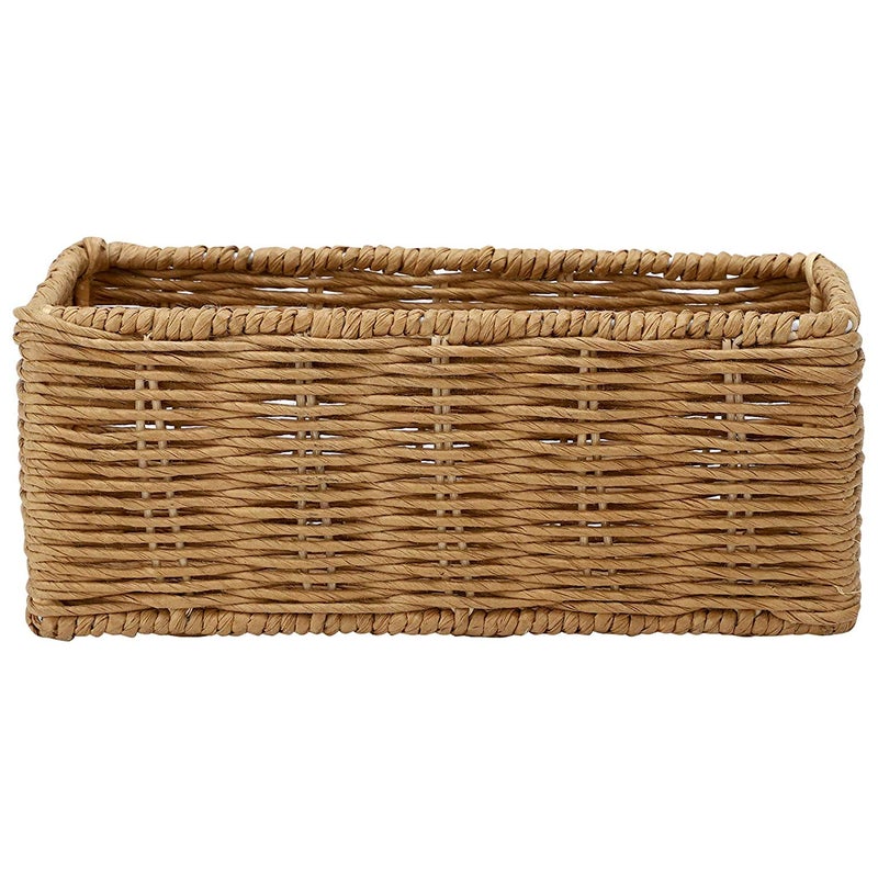 Akway AKWAY Handmade Wicker Basket Bathroom Vanity Tray for Toilet Paper and Soap Wicker Kitchen Counter Top Storage Shelf Coffee Table Decorative Tray Cosmetic Organizer Display Holder Rectangular  - Image 4