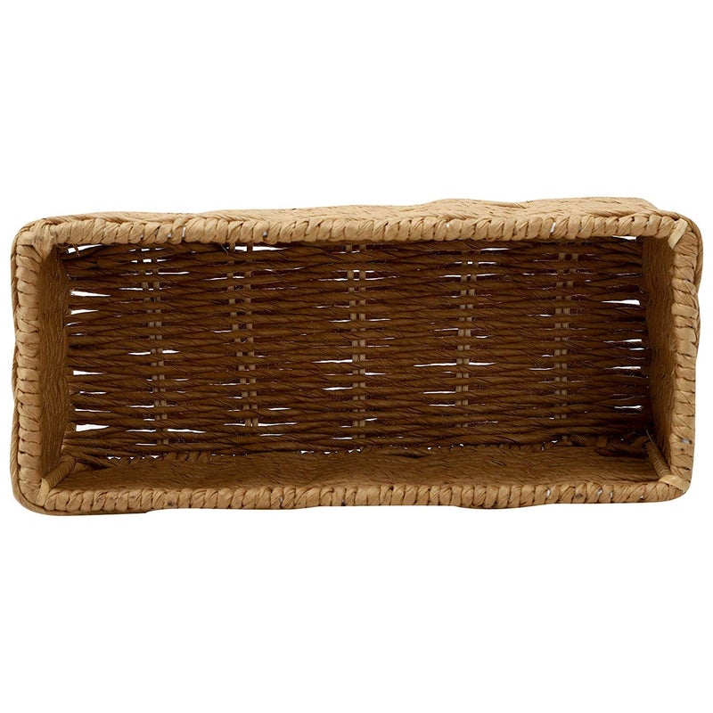 Akway AKWAY Handmade Wicker Basket Bathroom Vanity Tray for Toilet Paper and Soap Wicker Kitchen Counter Top Storage Shelf Coffee Table Decorative Tray Cosmetic Organizer Display Holder Rectangular  - Image 5
