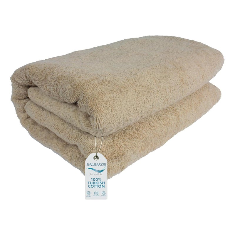 Salbakos - Premium Turkish Jumbo Bath Sheet  100% Turkish Cotton  Absorbent & Ultra Comfy Bath Towel Sheets For Hotel & Spa | 40""X80"" (Taupe) - Image 1