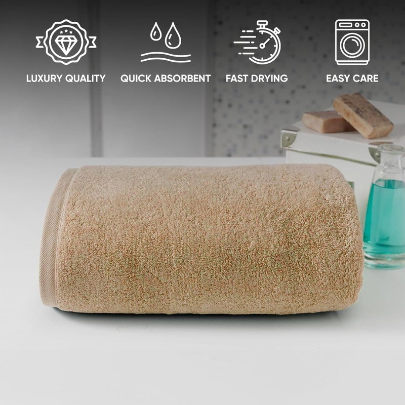 Salbakos - Premium Turkish Jumbo Bath Sheet  100% Turkish Cotton  Absorbent & Ultra Comfy Bath Towel Sheets For Hotel & Spa | 40""X80"" (Taupe) - Image 3